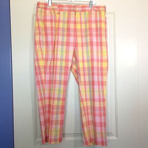 Lands’ End Mid Rise Plaid Chino Pants 18 Cropped Slim Fit, Preppy Coastal Style